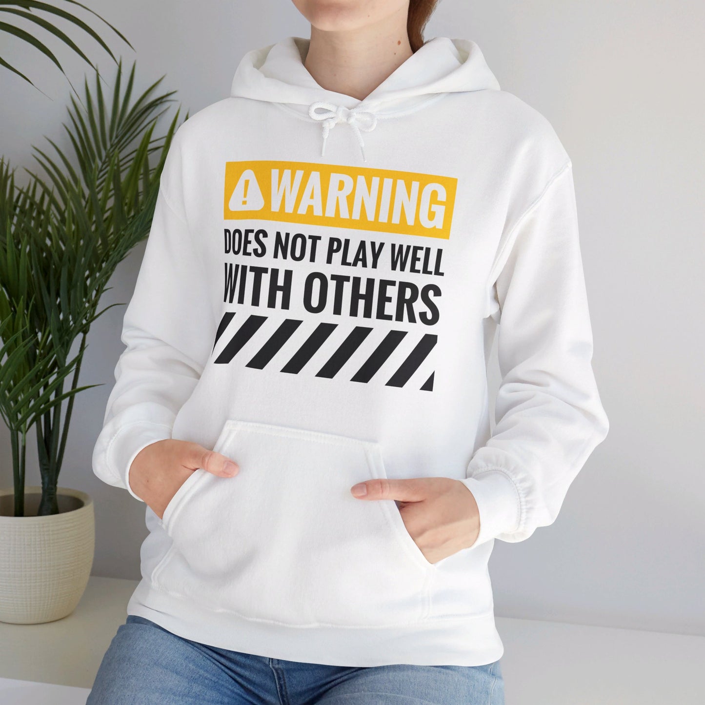 Funny Warning Does Not Play Well With Others Caution Sign Hoodie For Men Women Hoodie