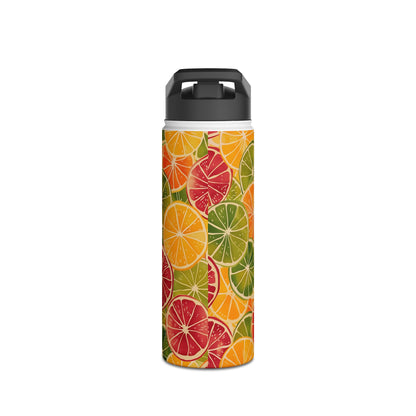 Citrus Burst Vibrant Color Pattern Stainless Steel Water Bottle with Twist-on Lid and Double-Wall Vacuum Insulation