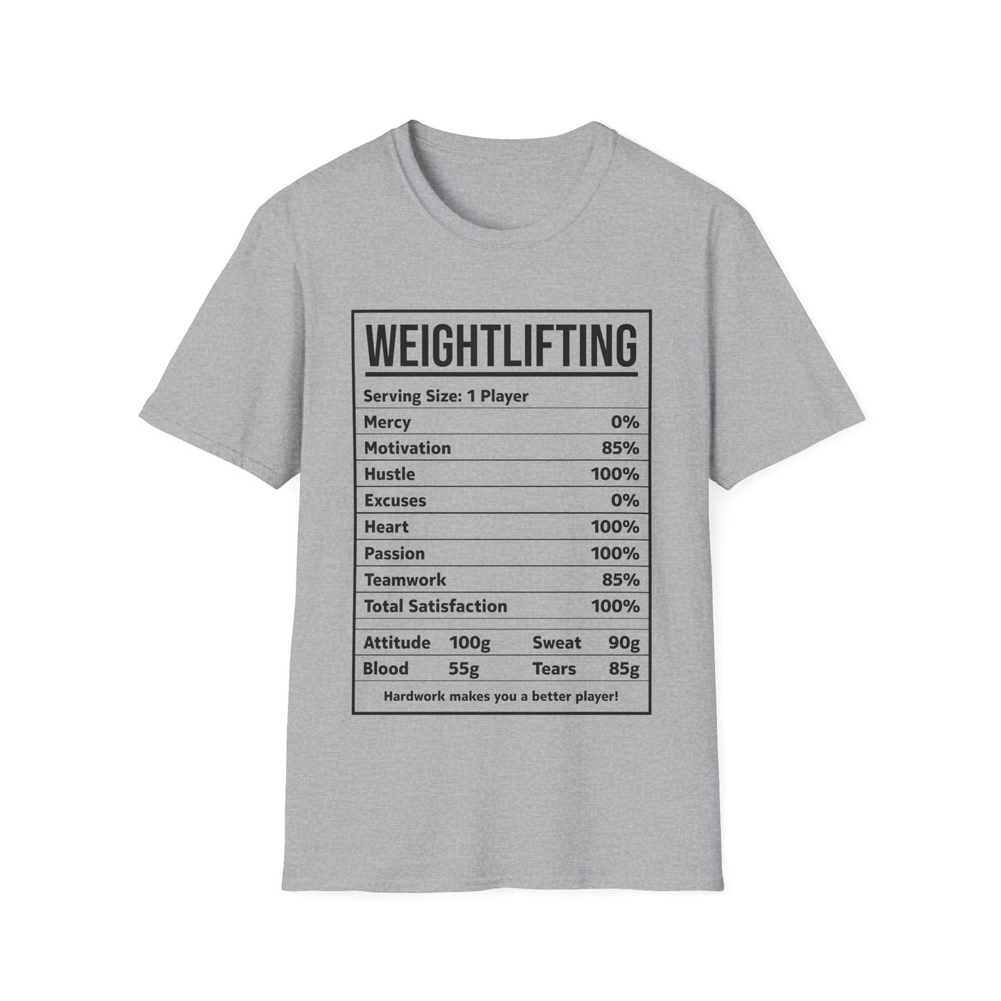 Funny Weightlifting Nutrition Facts Bodybuilding T-Shirt Men Women