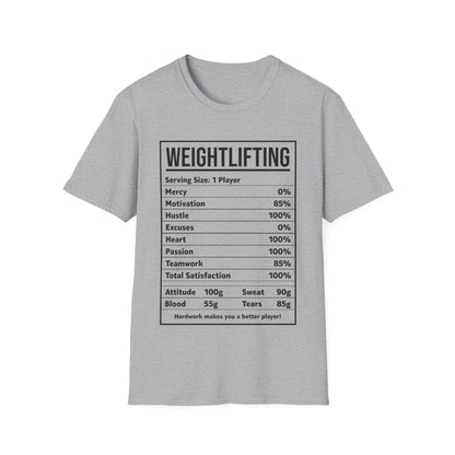 Funny Weightlifting Nutrition Facts Bodybuilding T-Shirt Men Women