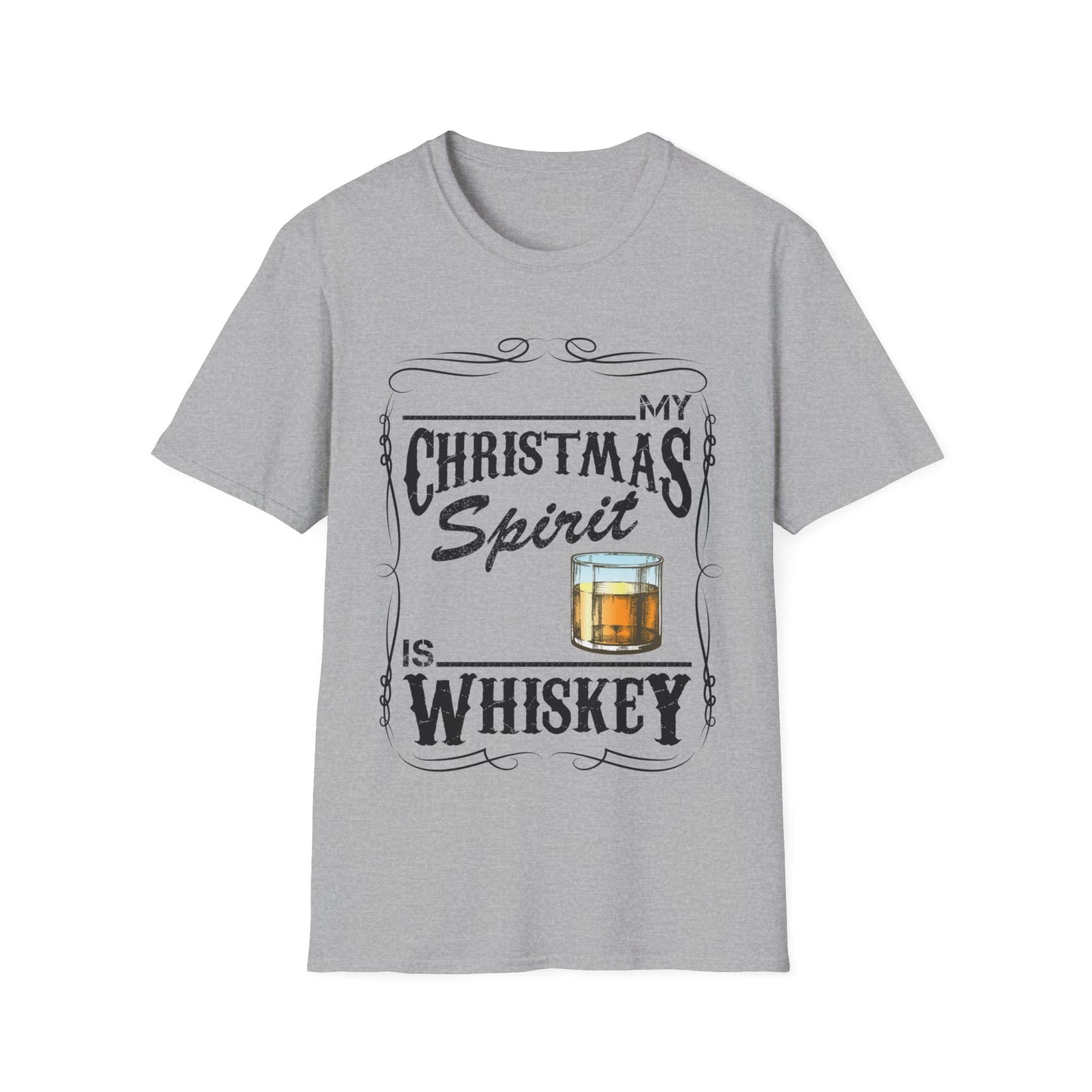 Funny Whiskey Is My Christmas Spirit Xmas Drinking Vintage T-Shirt