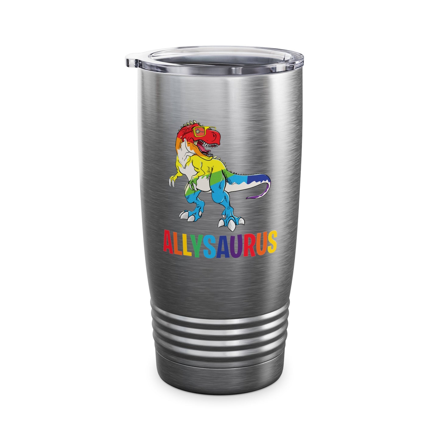 Allysaurus Dinosaur In Rainbow Flag For Ally LGBT Pride Gift Tumbler