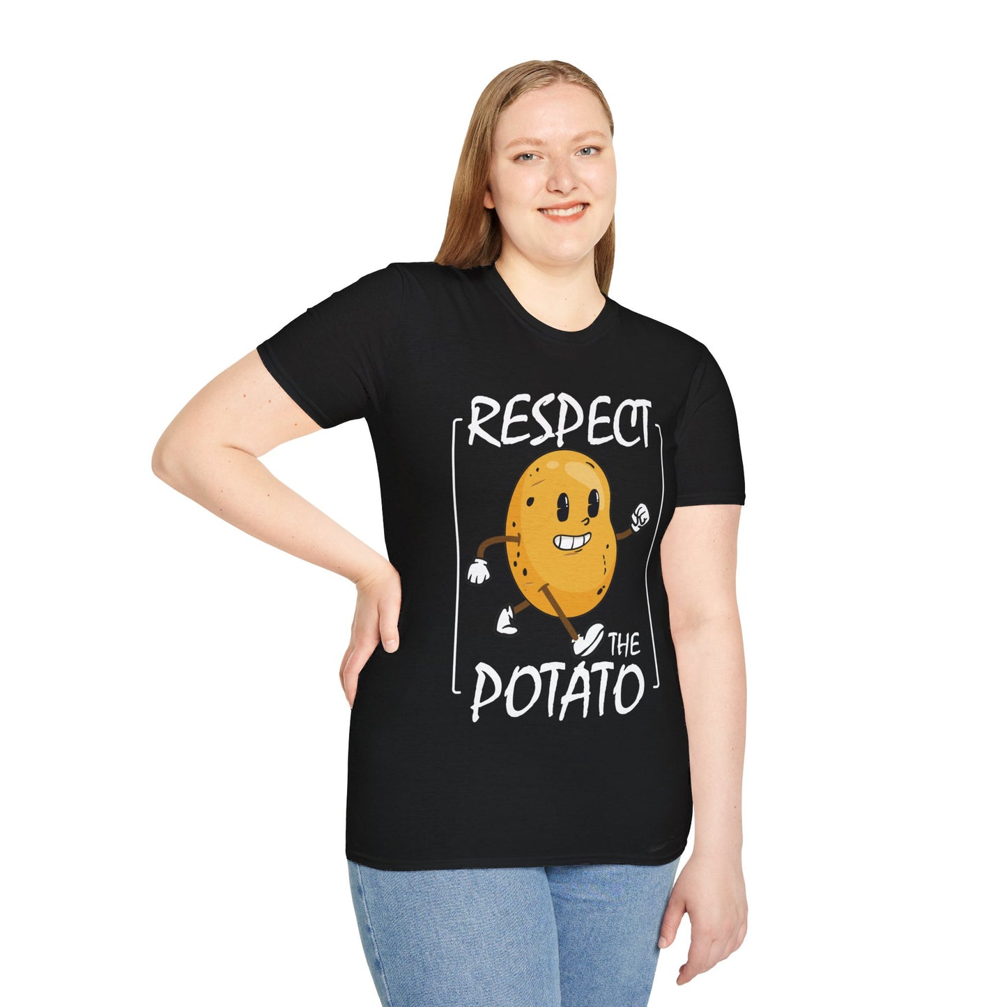 Funny Respect The Potato Gift Men Cute Root Vegetable Lovers Vegan T-Shirt For Men Women T-Shirt