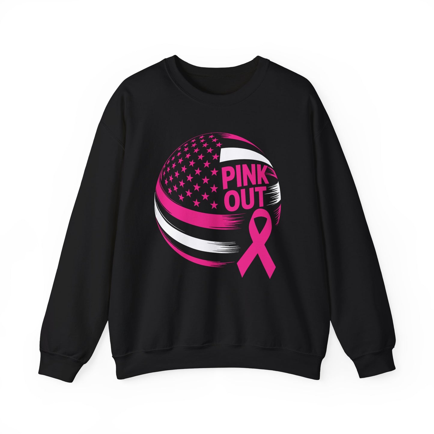 Volley Ball Pink Ribbon Breast Cancer Awearness USA Flag Sweatshirt For Men Women