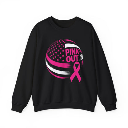 Volley Ball Pink Ribbon Breast Cancer Awearness USA Flag Sweatshirt For Men Women