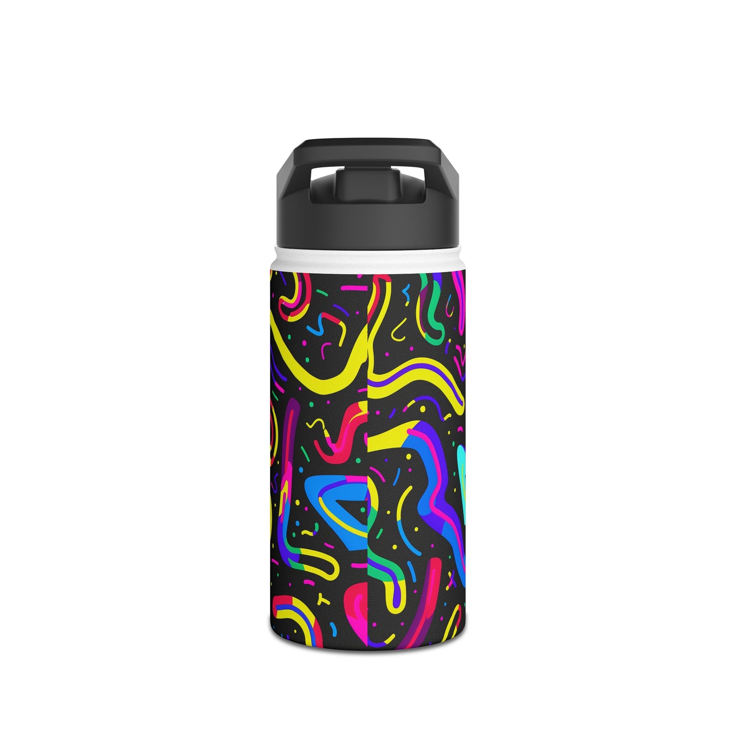 Neon Pattern Stainless Steel Water Bottle with Twist-on Lid and Double-Wall Vacuum Insulation