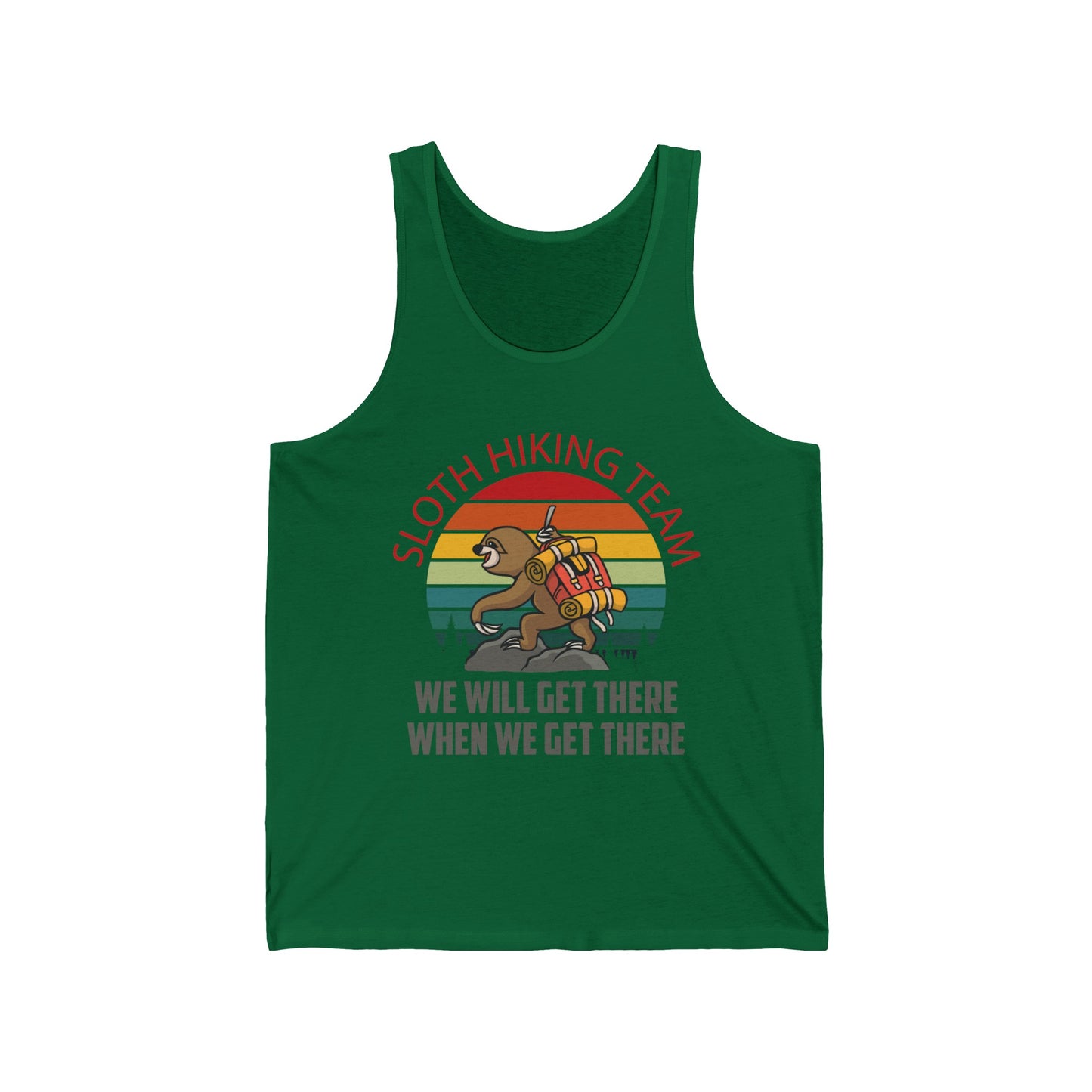 Retro Sloth Hiking Team We'll Get There When We Get There Hikers Hiking Tank Top