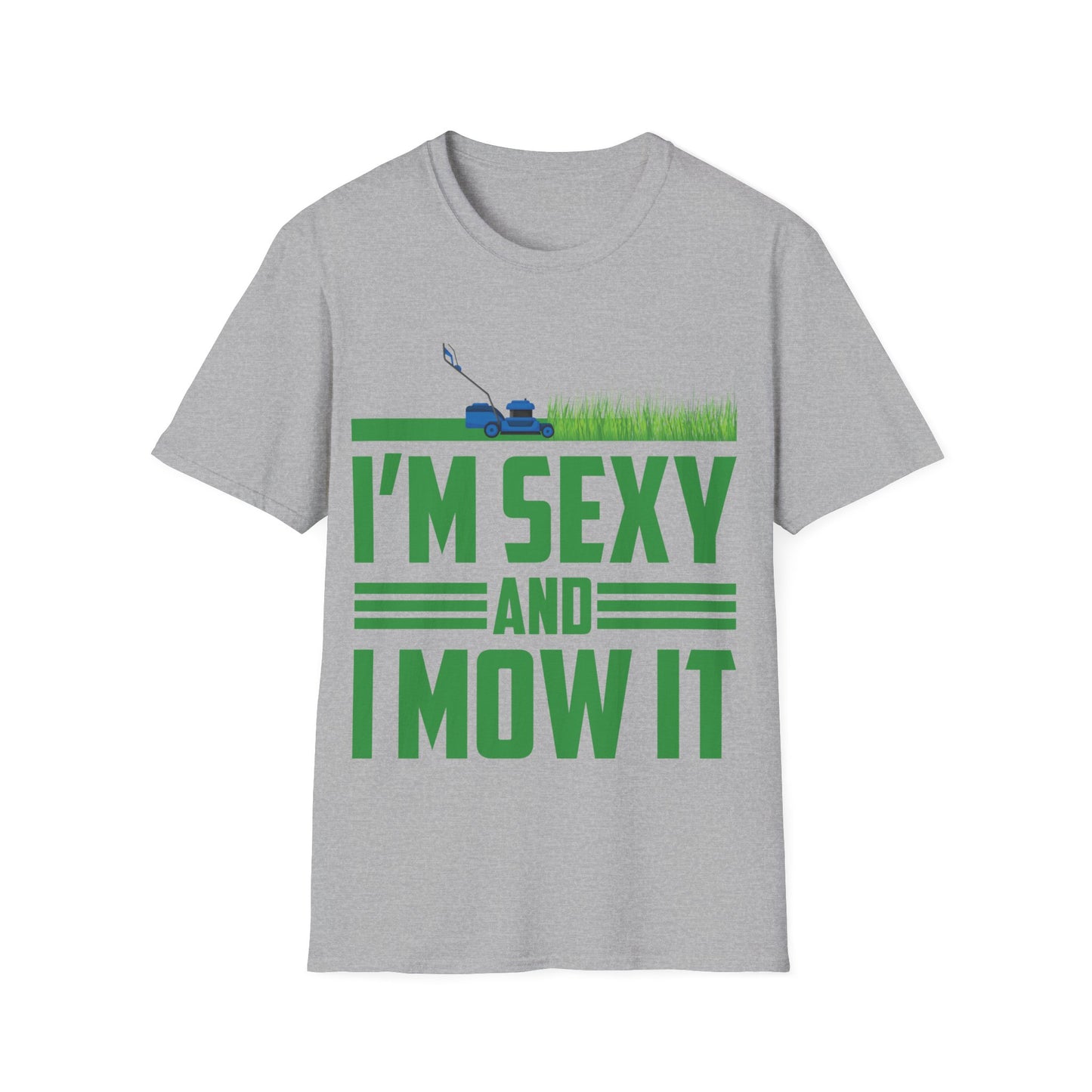 Funny Im Sexy and I Mow It Retro Grass Lawn Mower T-Shirt