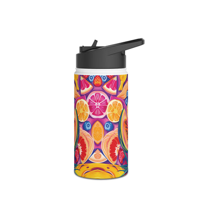 Food Paradise Pattern Stainless Steel Water Bottle with Twist-on Lid and Double-Wall Vacuum Insulation