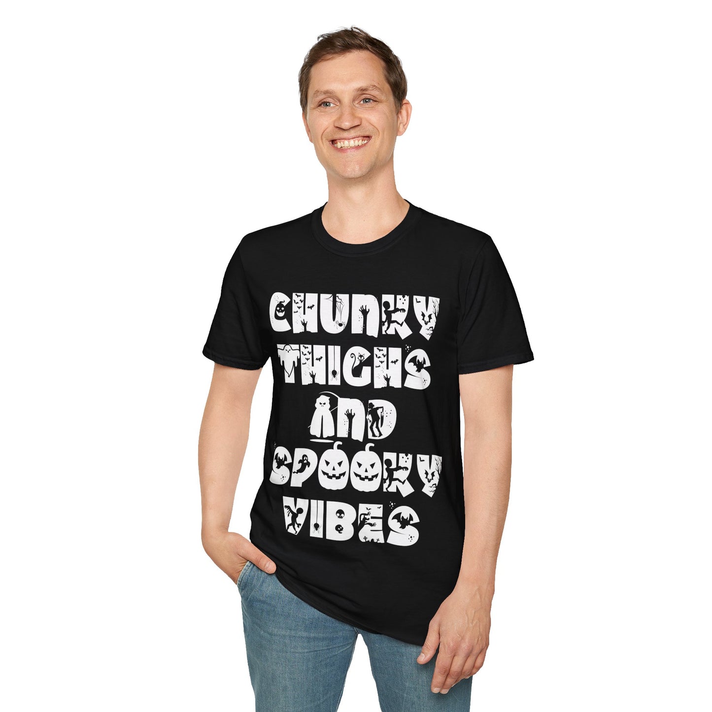 Funny Chunky Thighs and Spooky Vibes Halloween Women's T-Shirt