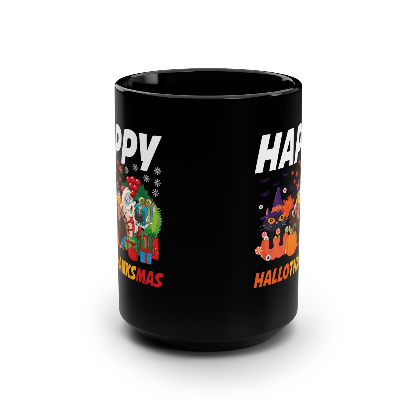 Funny Happy Hallothanksmas Halloween Thanksgiving Christmas Mash Up Coffee Mug