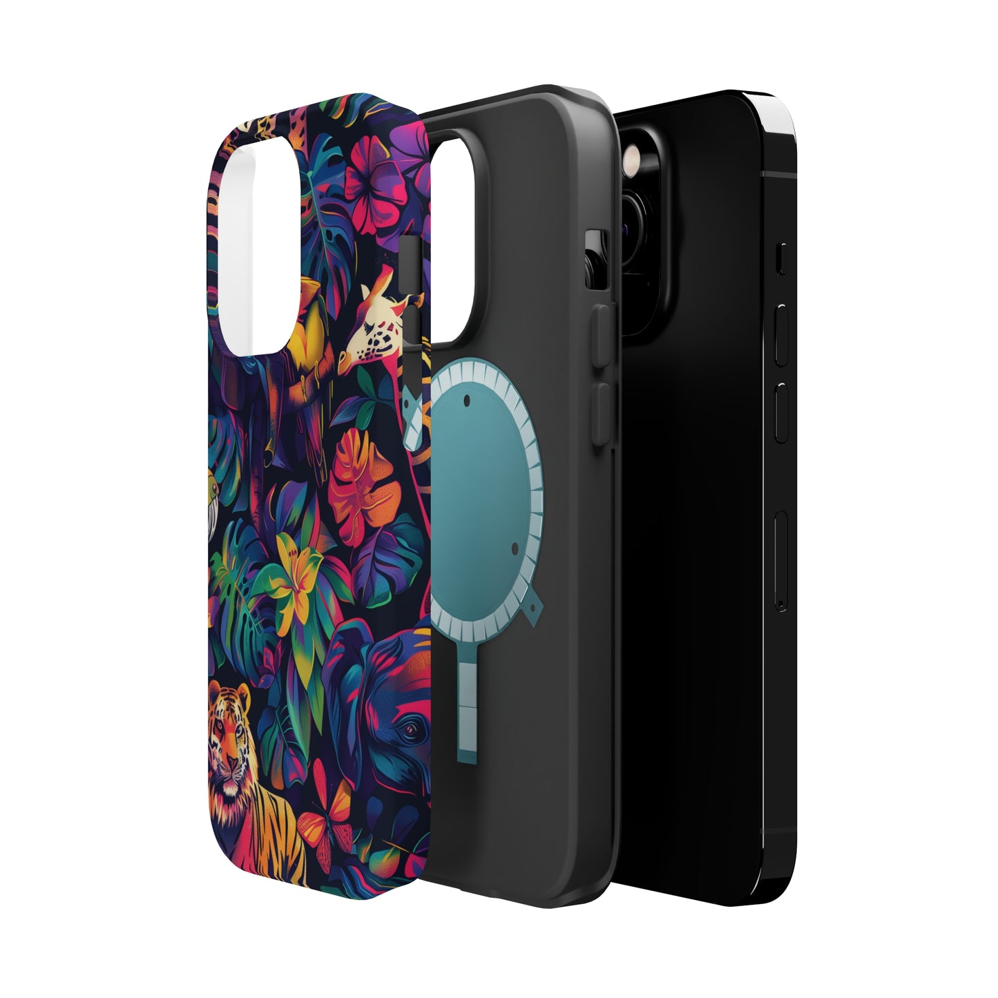 Animal Collage Vibrant Pattern iPhone 13 14 15 Pro Max Plus Case Compatible with MagSafe Tough Cases Protection, Magnetic Phone Case for iPhone  Classic Series