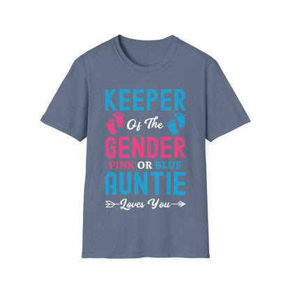 Womens Keeper Of The Gender Pink or Blue Auntie Loves You T-Shirt