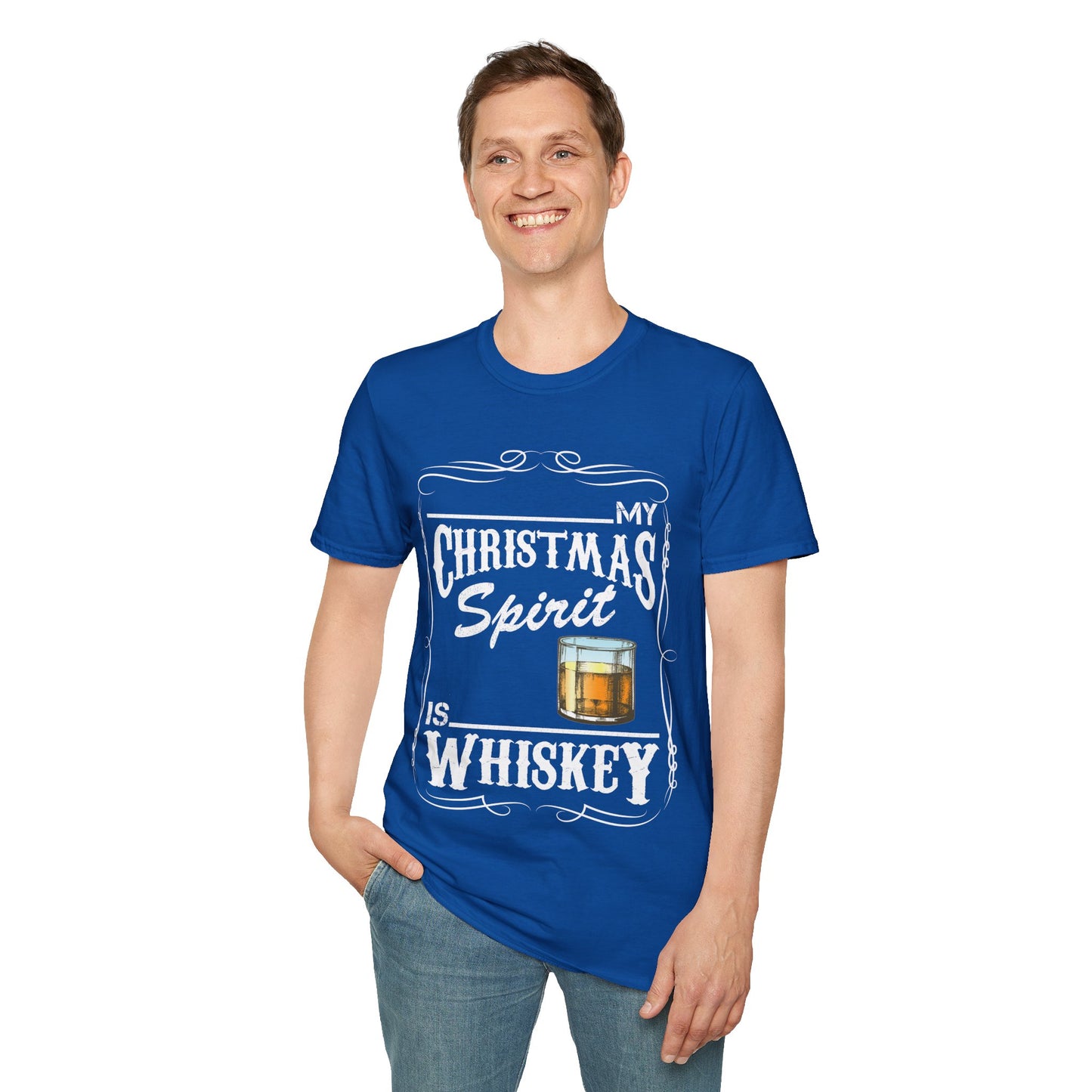 Funny Whiskey Is My Christmas Spirit Xmas Drinking Vintage T-Shirt