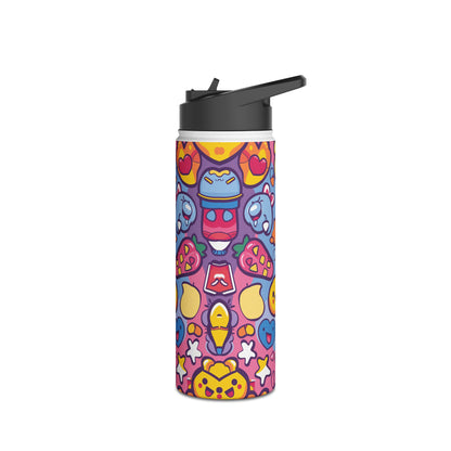 Kawaii Candyland Pattern Stainless Steel Water Bottle with Twist-on Lid and Double-Wall Vacuum Insulation