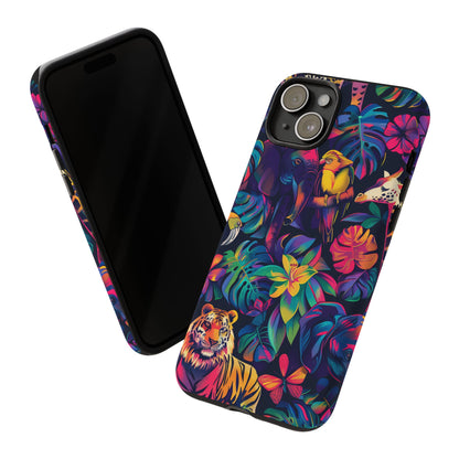 Animal Collage Vibrant Pattern iPhone 13 14 15 16 Pro Max Plus Case Wireless Charging Compatible Tough Cases Protection, Magnetic Phone Case for iPhone Classic Series