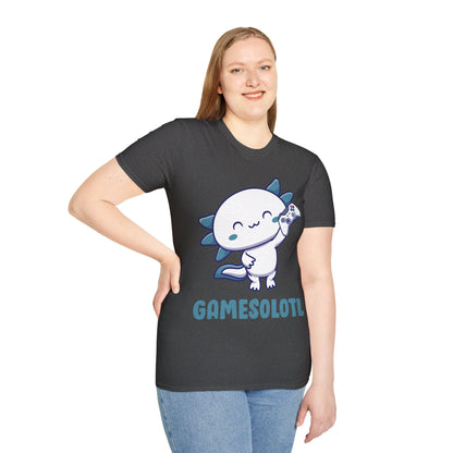 Funny Gamesolotl Gamer Axolotl Fish Playing Video Games Lizard Gaming T-Shirt Men Women