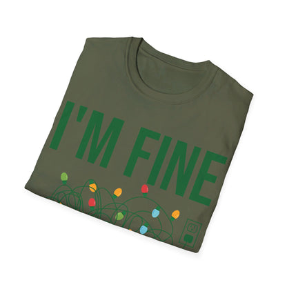 Funny I'm Fine Everything Is Fine Christmas Lights Xmas T-Shirt Men Women