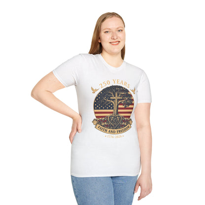 250 Years Faith and Freedom Christian USA 250th Anniversary T-Shirt