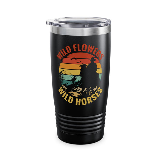 Wild Flowers and Wild Horses Vintage Sunset Country Cowgirl Cowboy Tumbler For Men Women Tumbler