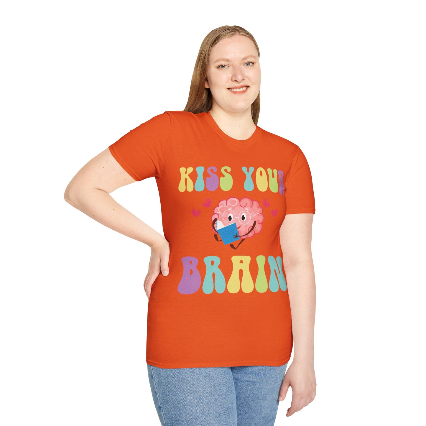 Funny Back To School Kiss Your Brain Cute Teacher Appreciation T-Shirt For Men Women T-Shirt