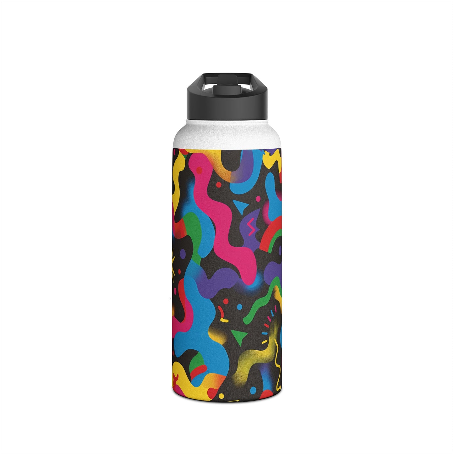 Pop Culture Fun Vibrant Pattern Stainless Steel Water Bottle with Twist-on Lid and Double-Wall Vacuum Insulation