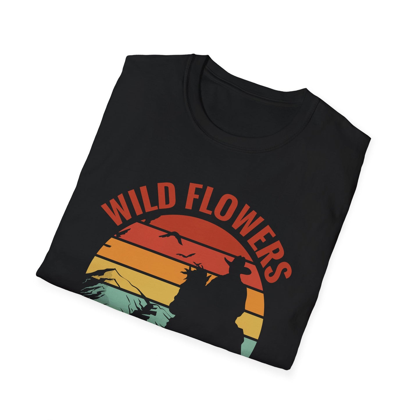 Wild Flowers and Wild Horses Vintage Sunset Country Cowgirl Cowboy T-Shirt For Men Women T-Shirt