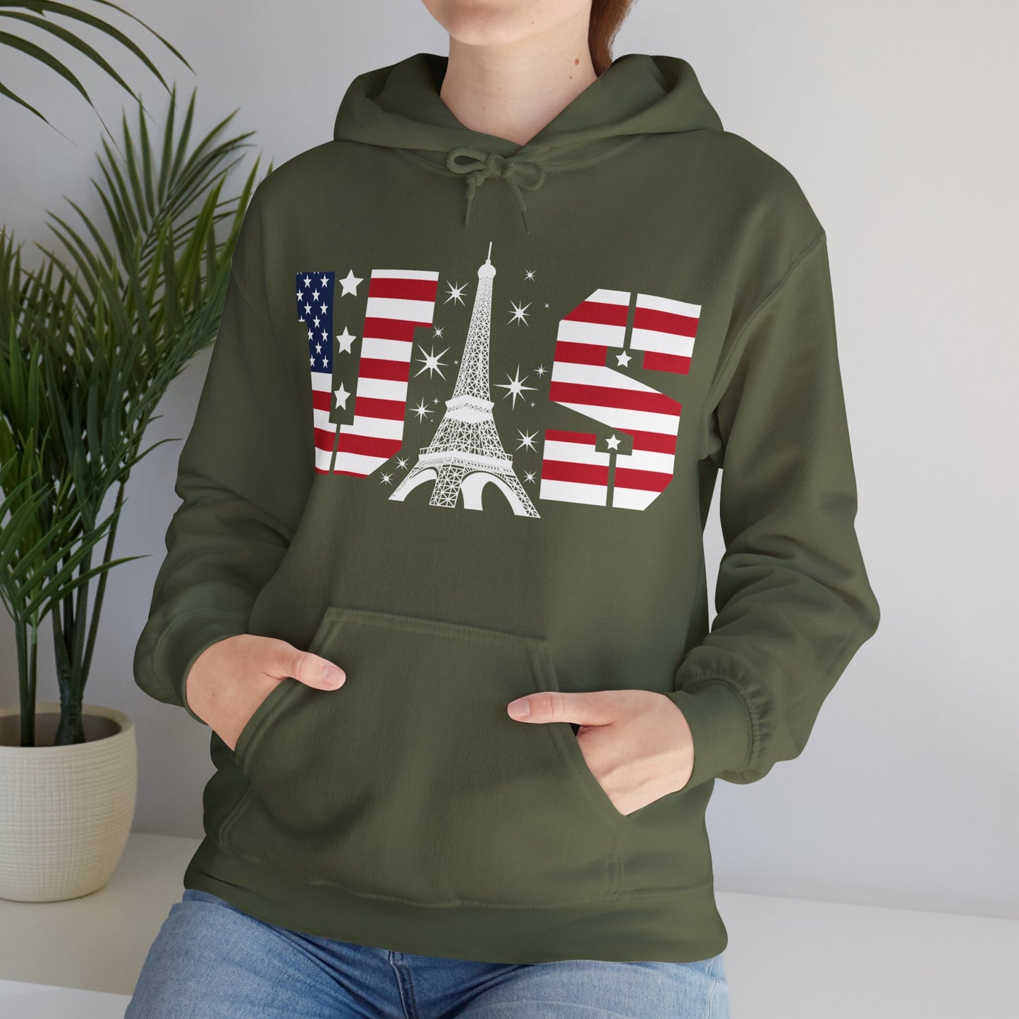 USA Eiffel Tower 2024 Summer Sports Patriotic Supporter Hoodie For Men Women Hoodie