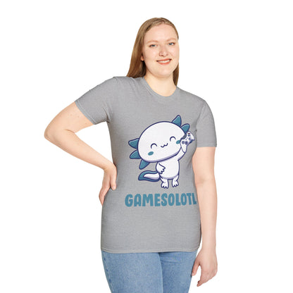 Funny Gamesolotl Gamer Axolotl Fish Playing Video Games Lizard Gaming T-Shirt Men Women