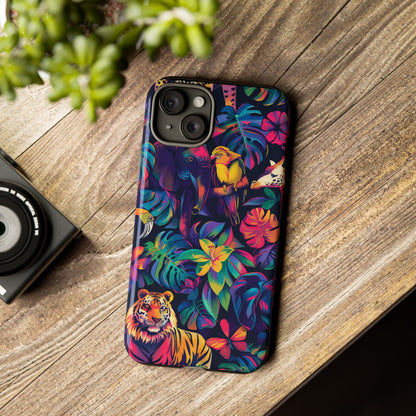 Animal Collage Vibrant Pattern iPhone 13 14 15 16 Pro Max Plus Case Wireless Charging Compatible Tough Cases Protection, Magnetic Phone Case for iPhone Classic Series