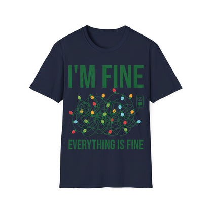 Funny I'm Fine Everything Is Fine Christmas Lights Xmas T-Shirt Men Women