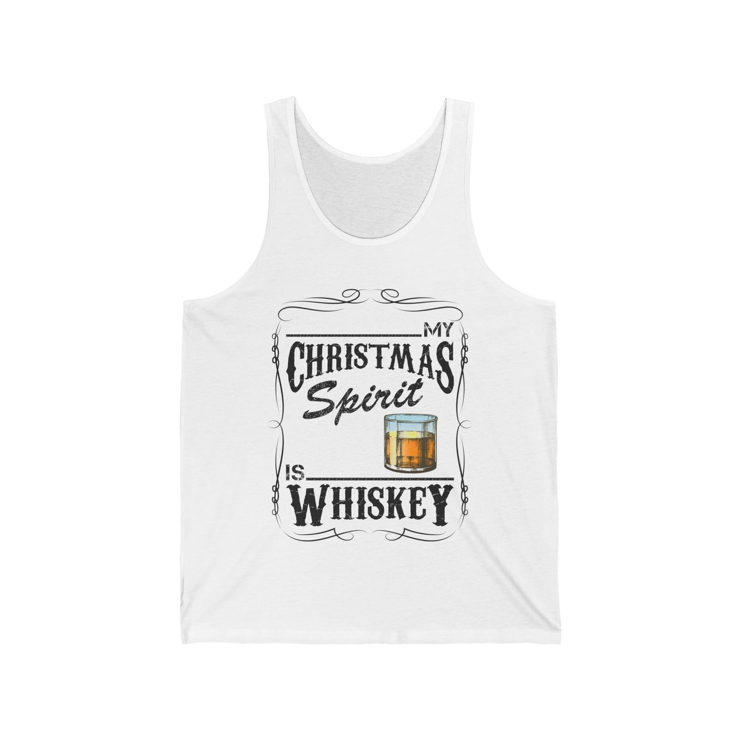 Funny Whiskey Is My Christmas Spirit Xmas Drinking Vintage Tank Top