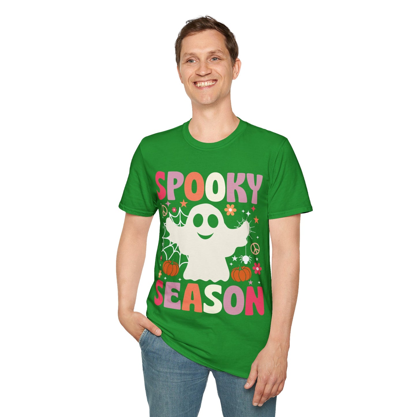 Groovy Spooky Season Cute Ghost Pumpkin Halloween T-Shirt For Men Women Kids
