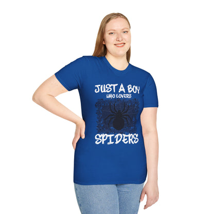 Just A Boy Who Loves Spiders Retro Spider Lover T-Shirt For Men Kids T-Shirt