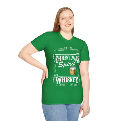 Funny Whiskey Is My Christmas Spirit Xmas Drinking Vintage T-Shirt