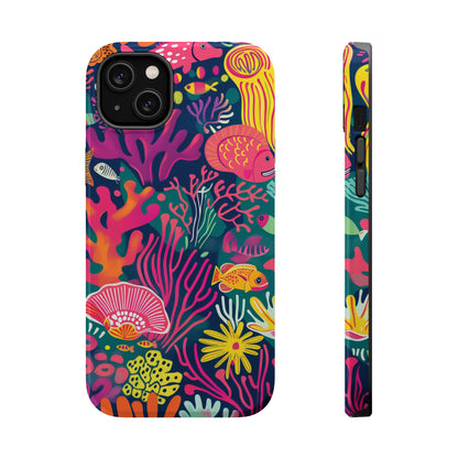 Underwater World Vibrant Pattern iPhone 13 14 15 Pro Max Plus Case Compatible with MagSafe Tough Cases Protection, Magnetic Phone Case for iPhone  Classic Series