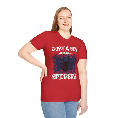 Just A Boy Who Loves Spiders Retro Spider Lover T-Shirt For Men Kids T-Shirt