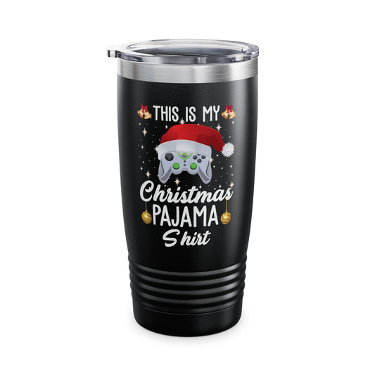 Funny This Is My Christmas Pajama Santa Hat Gamer Video Game Gaming Tumbler