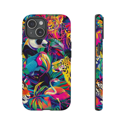 Animal Collage Pattern iPhone 13 14 15 16 Pro Max Plus Case Wireless Charging Compatible Tough Cases Protection, Magnetic Phone Case for iPhone Classic Series