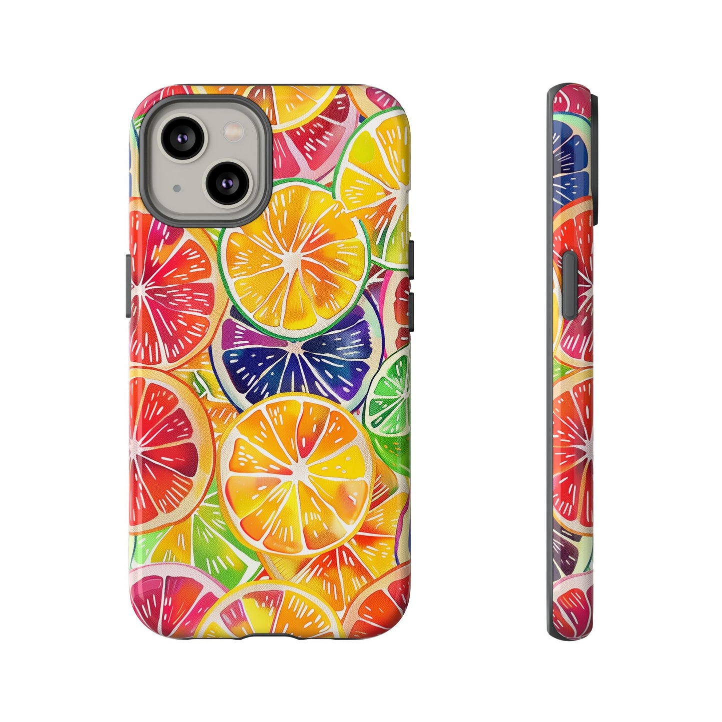 Citrus Burst Vibrant Pattern iPhone 13 14 15 16 Pro Max Plus Case Wireless Charging Compatible Tough Cases Protection, Magnetic Phone Case for iPhone Classic Series