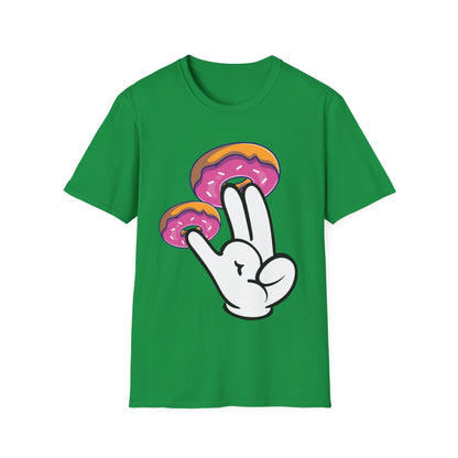 Funny Donuts with The Shocker Hand 2 and 1 Fingers Donut Lovers Humor Tshirt Men