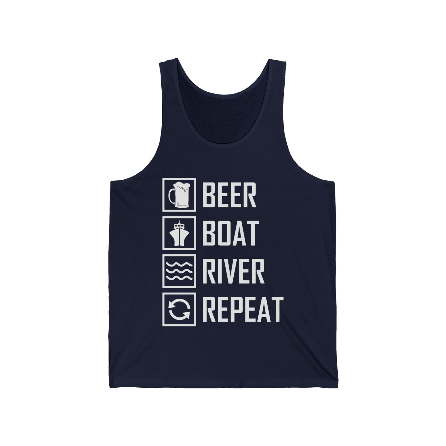 Beer Boat River Repeat Drinking Funny River Life Tank Tops for Men