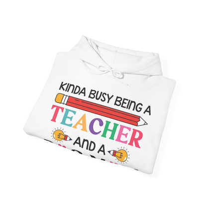 Kinda Busy Being A Teacher And A Dog Mom For Dog Lovers Pet Mothers Day Teachers Hoodie