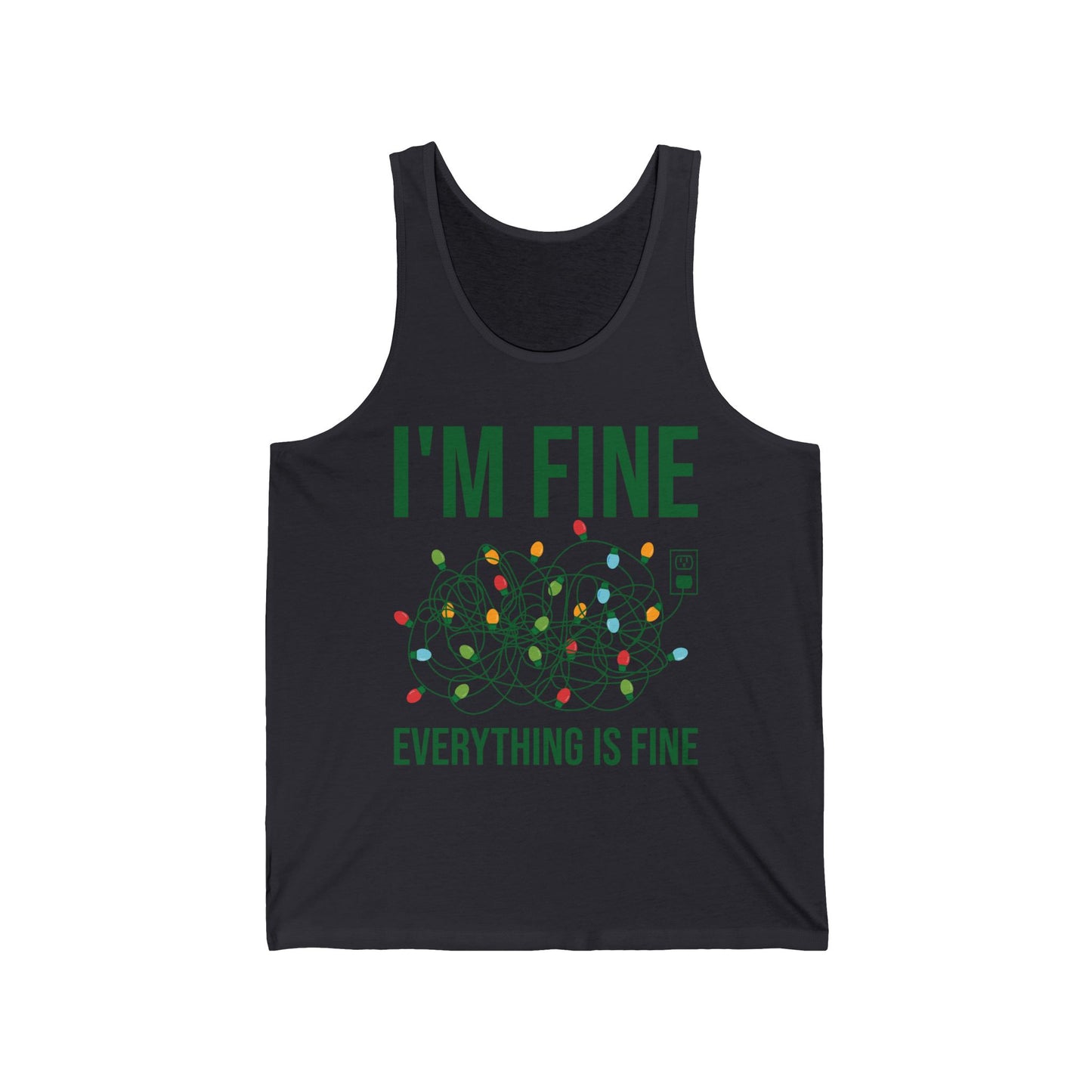 Funny I'm Fine Everything Is Fine Christmas Lights Xmas Tank Top Men Women