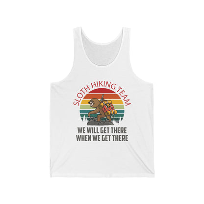 Retro Sloth Hiking Team We'll Get There When We Get There Hikers Hiking Tank Top