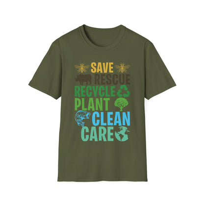 Save Bees Rescue Animals Recycle Plastic Care Earth Day T-Shirt