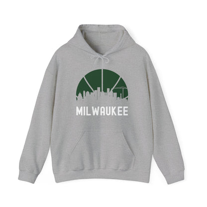 Milwaukee Skyline Wisconsin Cityscape Basketball B-Ball Retro Hoodie For Men Women