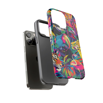 Animal Collage Pattern iPhone 13 14 15 16 Pro Max Plus Case Wireless Charging Compatible Tough Cases Protection, Magnetic Phone Case for iPhone Classic Series