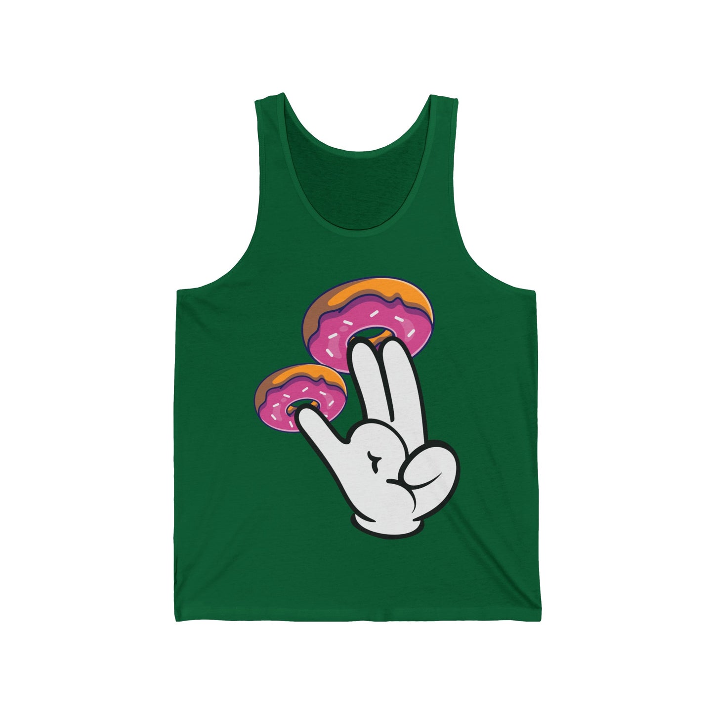 Funny Donuts with The Shocker Hand 2 and 1 Fingers Donut Lovers Humor Tank Tops For Men