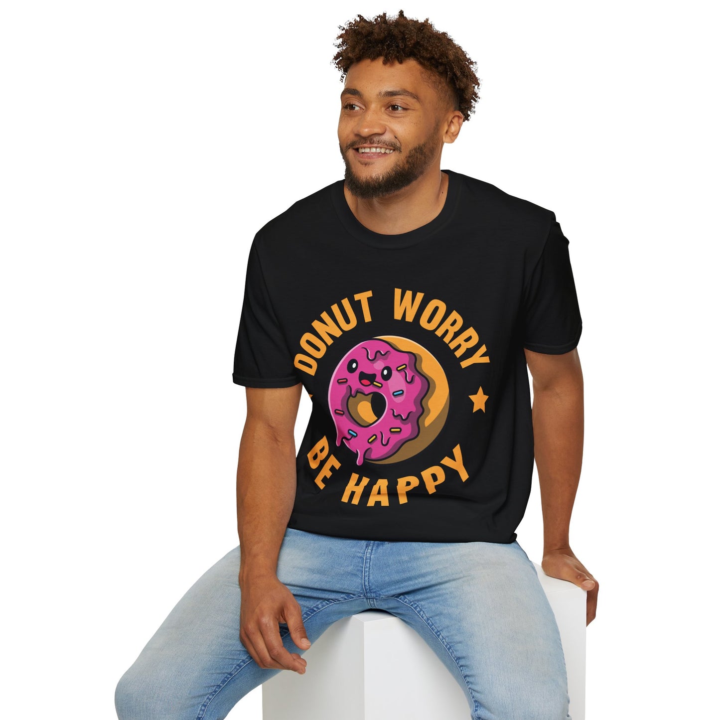 Funny Donut Worry Be Happy Foodie Donut Lovers T-Shirt For Men Women T-Shirt